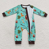long sleeve lion green zip sleeper