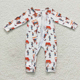 western cowboy and cactus zip romper