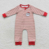 long sleeve Christmas embroidered Santa boys zip sleeper