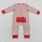 long sleeve Christmas embroidered Santa boys zip sleeper