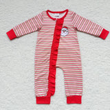 long sleeve Christmas embroidered Santa girls zip sleeper