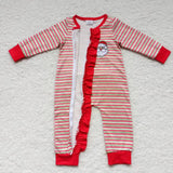 long sleeve Christmas embroidered Santa girls zip sleeper
