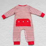 long sleeve Christmas embroidered Santa girls zip sleeper
