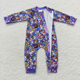 long sleeve cartoon mouse purple zip sleeper