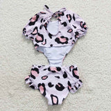 leopard pink One-piece swimsuit