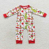 Christmas long sleeve cartoon pink zip sleeper