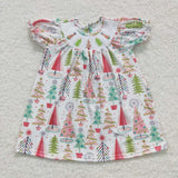 smocked Christmas tree girls dress