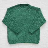 long sleeve green girls knit sweater