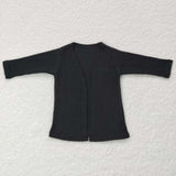 GT0243--black Waffle cotton cardigan