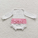 Christmas tree embroidered long sleeve pink bubble
