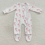 long sleeve Christmas candy canes zip sleeper