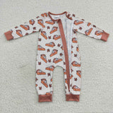 Halloween pumpkin pie zip romper