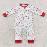 long sleeve Christmas candy canes zip sleeper