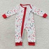 long sleeve Christmas candy canes zip sleeper
