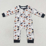 long sleeve Halloween cat and bat zip sleeper