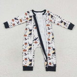 long sleeve Halloween cat and bat zip sleeper