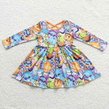 long sleeve Halloween pumpkin girls dress