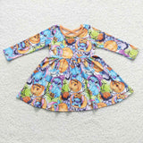 long sleeve Halloween pumpkin girls dress