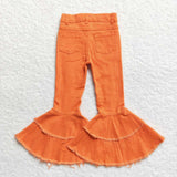 new style orange ripped denim bell bottoms