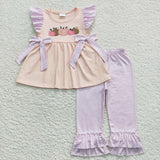 Halloween embroidered pink and purple girl outfit