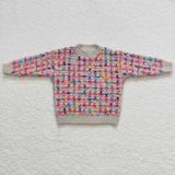 long sleeve plaid knit sweater