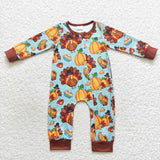 long sleeve Thanksgiving Day boys zip romper