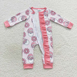 Long sleeve Christmas Santa pink zip sleeper