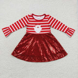 long sleeve Christmas Santa red sequin dress
