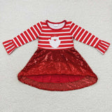 long sleeve Christmas Santa red sequin dress
