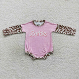 long sleeve cartoon leopard girls romper