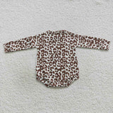 long sleeve cartoon leopard girls romper