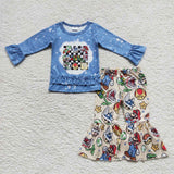 long sleeve cartoon blue boy clothing
