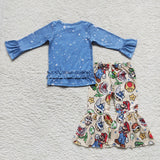 long sleeve cartoon blue boy clothing