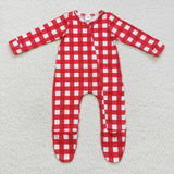 LR0549-- long sleeve red plaid zip sleeper
