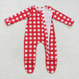 LR0549-- long sleeve red plaid zip sleeper