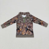 hunting deer brown boys pullover