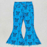 P0281-- new style western cow and cactus blue jeans