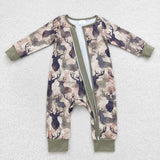 LR0662-- long sleeve deer green hunting boy zip sleeper