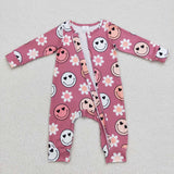 LR0649---long sleeve smile and floral zip sleeper