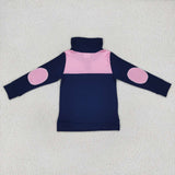 4.5 BT0290-- navy blue and pink cotton and milk silk pullover