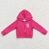 GT0330--new style long sleeve zip pink coat