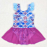 S0154--Fish scale purple One-piece swimsuit