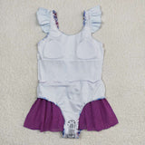 S0154--Fish scale purple One-piece swimsuit