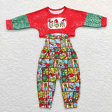 GLP0814--new style Christmas cartoon red and green milk silk girls outfits