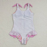 S0150-- smile and floral  One-piece swimsuit