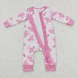 LR0647--long sleeve Ballet dress pink romper