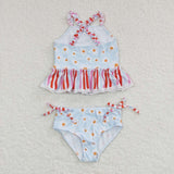 S0157-- daisy blue swimsuit