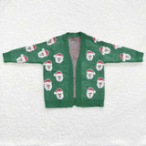 GT0357-- long sleeve Christmas Santa green cardigan