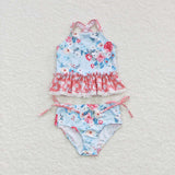 S0159-- flower blue swimsuit