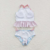 S0159-- flower blue swimsuit